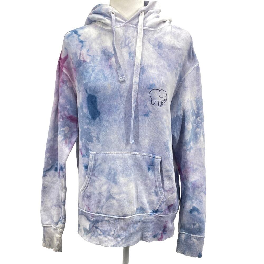 Ivory Ella Tie Dye Hoodie XS Organic Cotton Pullover Elephant Logo